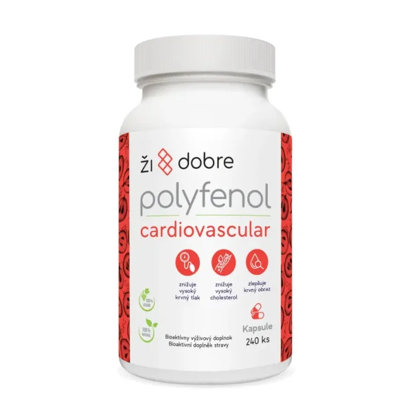 predná strana produktu Cardiovascular 240 ks, biela dóza a bielo červená etiketa