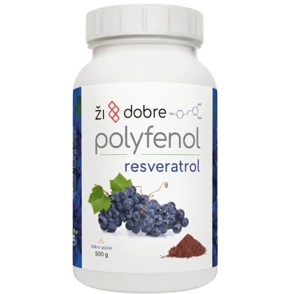 Biela nádoba s bielo modrou etiketou Resveratrol 500 g